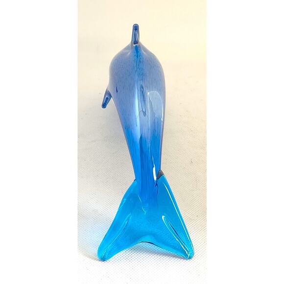 BLUE GLASS JUMPING DOLPHIN-Turquoise Blues-Table Decor-Ocean-Beach Decor - Picture 4 of 11